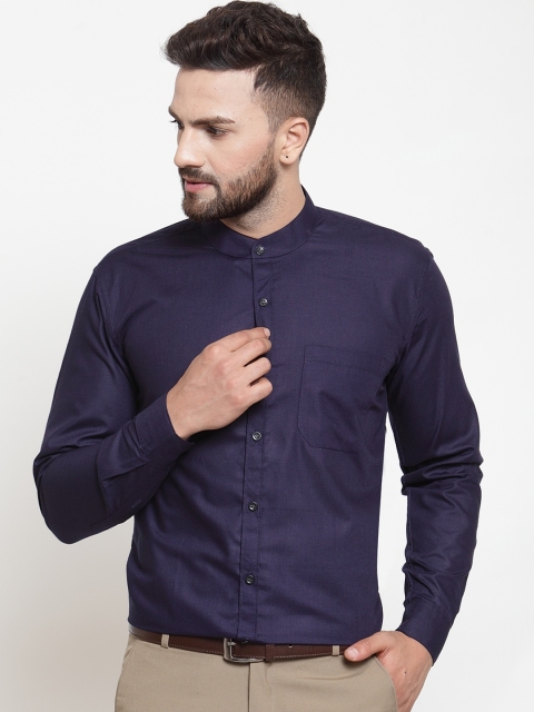 

JAINISH Men Navy Blue Pure Cotton Formal Shirt
