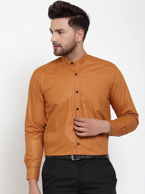 

JAINISH Men Rust Pure Cotton Solid Formal Shirt