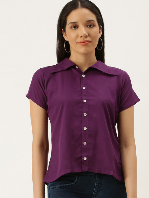 

COUPER & COLL Purple Crepe Shirt Style Top