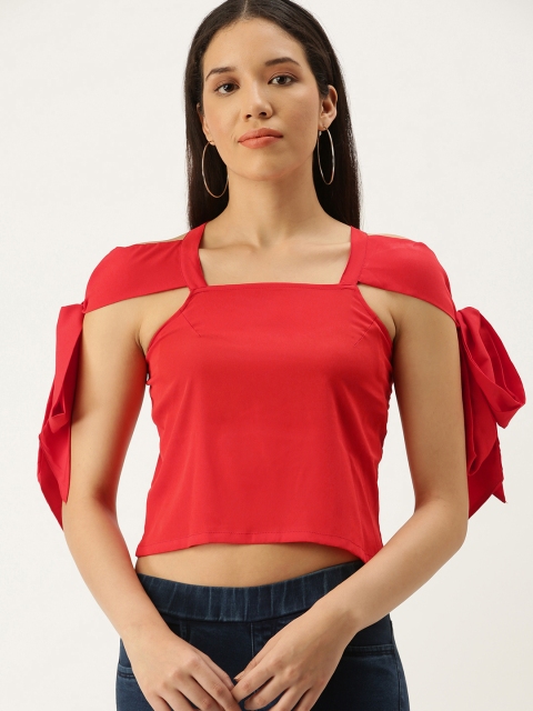 

COUPER & COLL Red Crepe Regular Crop Top