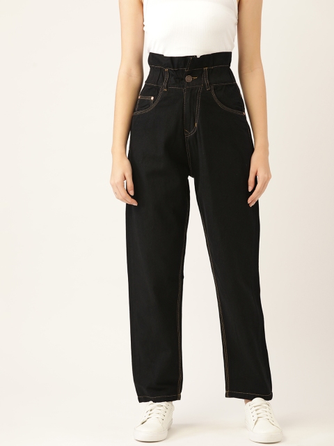 

PARIS HAMILTON Women Black Slouchy Relax Fit High-Rise Jeans