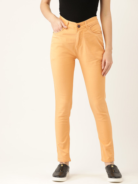 

PARIS HAMILTON Women Peach-Coloured Slim Fit High-Rise Stretchable Jeans