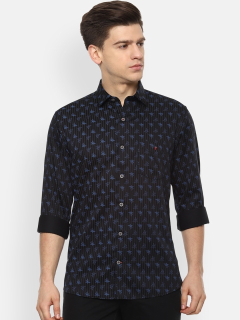 

Louis Philippe Sport Men Navy Blue & Black Slim Fit Floral Opaque Pure Cotton Casual Shirt