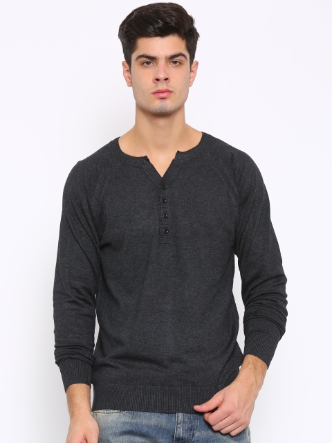 

Ed Hardy Men Charcoal Grey Solid Sweater