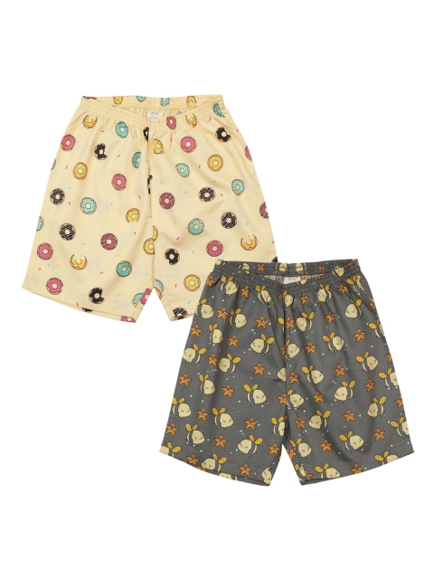 

CASA DE NEE Unisex Kids Multicoloured Printed Low-Rise Regular Shorts, Multi
