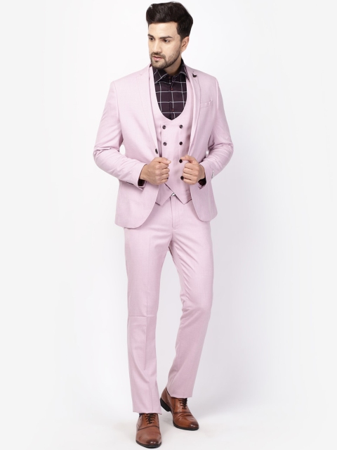 

Blackberrys Men Pink Solid Slim-Fit Single Breasted 3-Piece Formal Suit