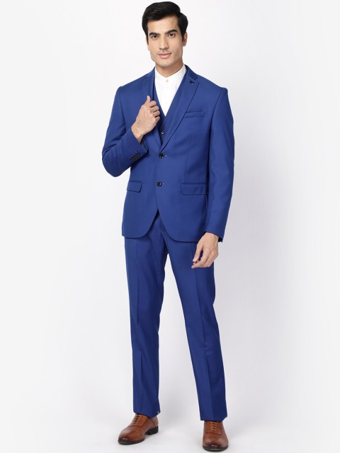 

Blackberrys Men Blue Solid Slim-Fit Single-Breasted Three-Piece Formal Suit