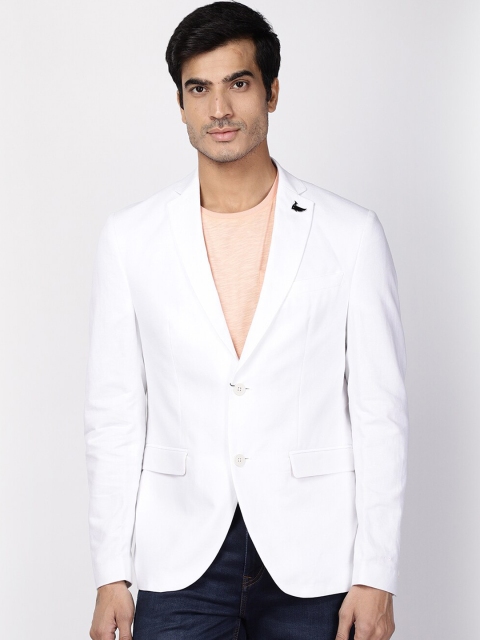 

Blackberrys Men White Slim-Fit Single-Breasted Casual Blazer