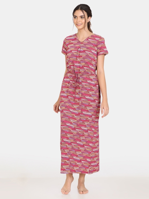 

Zivame Red Printed Cotton Maxi Nightdress