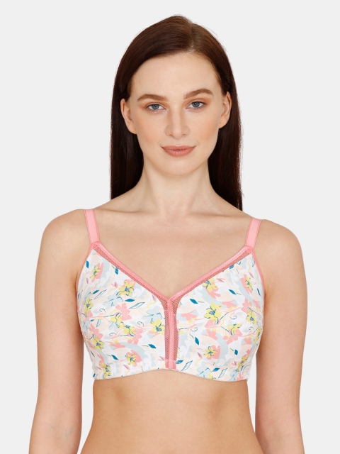 

Zivame Pink & Blue Floral Minimizer Bra Full Coverage
