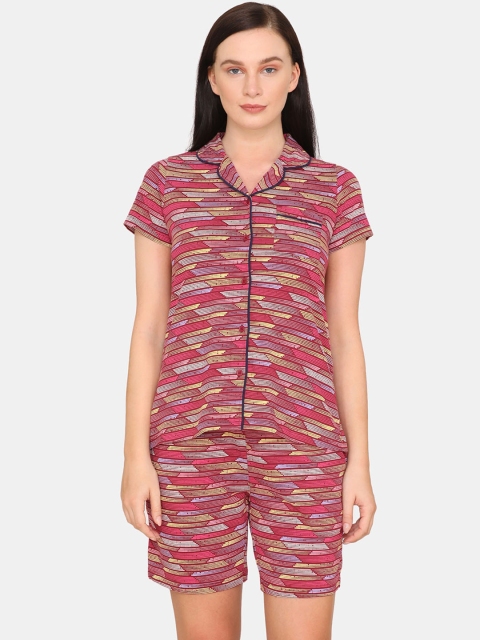 

Zivame Women Red & Yellow Striped Night suit ZI618TFASH00RED