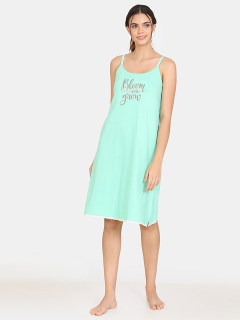 

Zivame Green Printed Sleep Shirt
