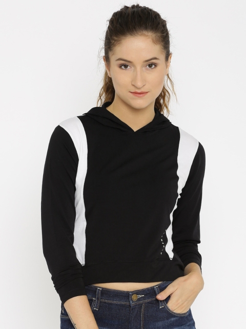 

YWC Black & White Cropped Colourblock Hooded Sweatshirt