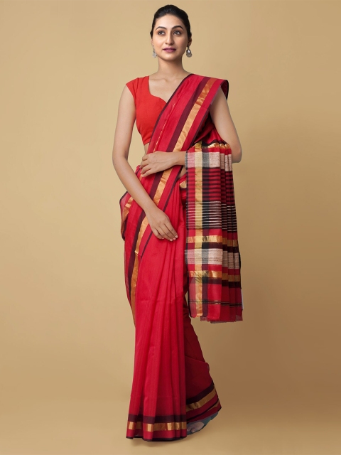 

Unnati Silks Women Red & Maroon Pure Handloom Maheshwari Sico Sustainable Saree