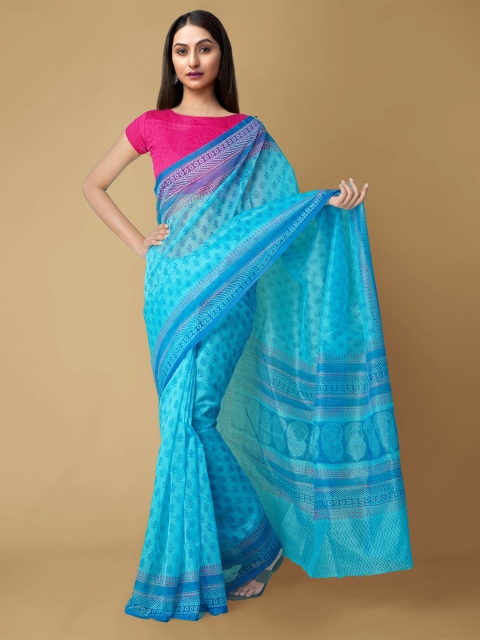 

Unnati Silks Blue Ethnic Motifs Net Kota Saree