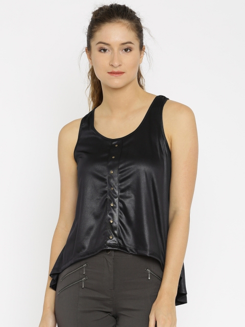 

YWC Women Black Solid Regular Top