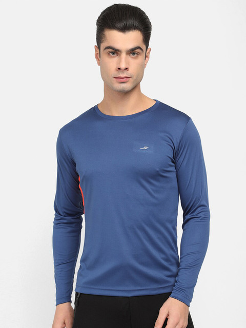 

V2 Value & Variety Men Blue Crew Neck Long Sleeves Sports T-shirt