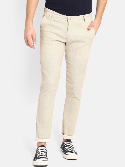 

V2 Value & Variety Men Beige Textured Chinos Trousers