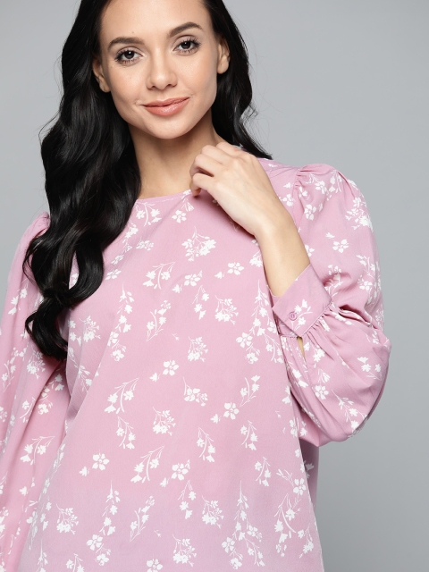 

M&H Our Water Women Lavender & White Floral Print Regular Top