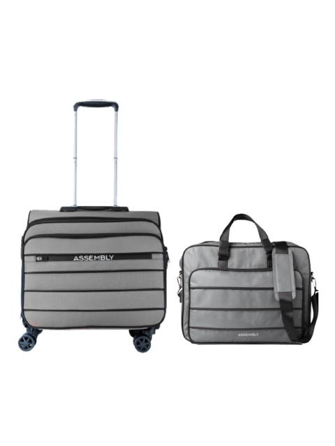 

THE ASSEMBLY Grey Overnighter Trolley Luggage with 15.6 Inch Laptop Messenger Bag