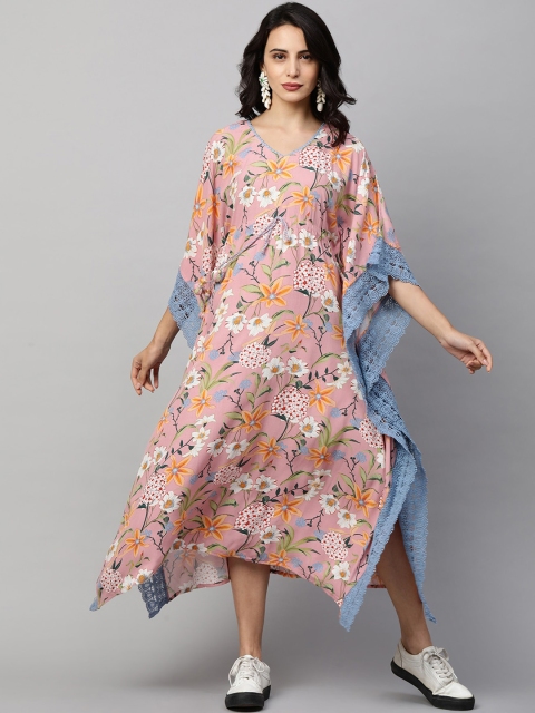 

FASHOR Pink Floral Kaftan Midi Dress