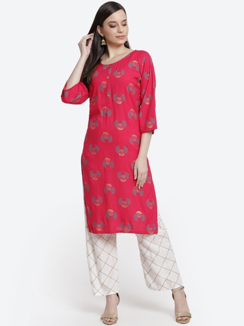 

Kurti's by Menka Women Pink Regular Kurta with Palazzos