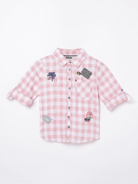 

Denimize by Fame Forever Girls Pink Gingham Checks Checked Casual Shirt