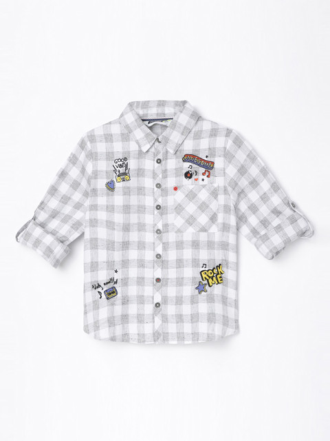 

Denimize by Fame Forever Girls Grey Buffalo Checks Checked Casual Shirt