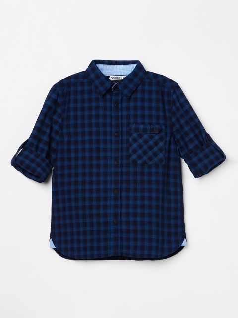 

Denimize by Fame Forever Boys Blue Slim Fit Buffalo Checks Checked Casual Shirt