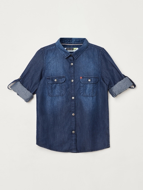 

Denimize by Fame Forever Girls Blue Faded Casual Shirt