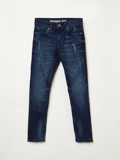 

Denimize by Fame Forever Boys Blue Skinny Fit Low Distress Light Fade Jeans