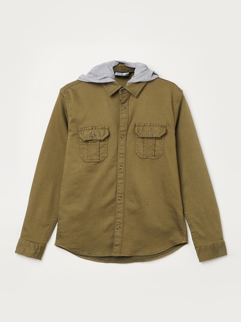 

Denimize by Fame Forever Boys Olive Green Slim Fit Casual Shirt