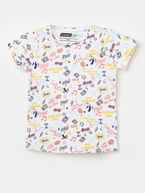 

Denimize by Fame Forever Girls White Printed T-shirt
