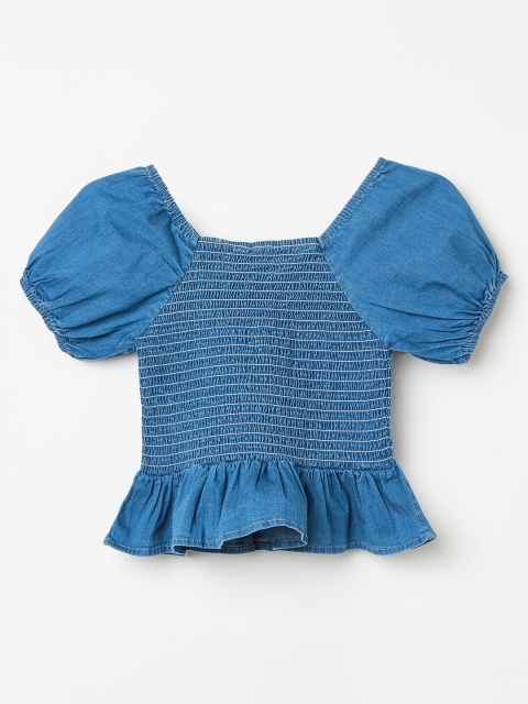 

Denimize by Fame Forever Blue Puff Sleeve Peplum Top