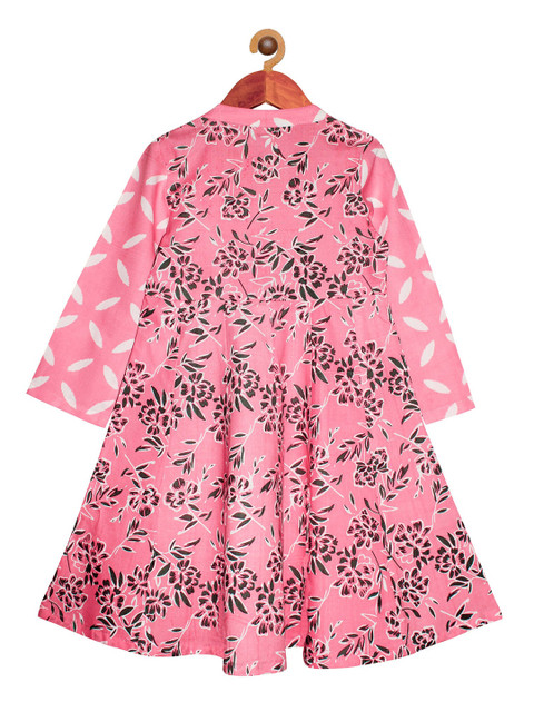 

KiddoPanti Girls Pink Floral Printed Anarkali Kurta