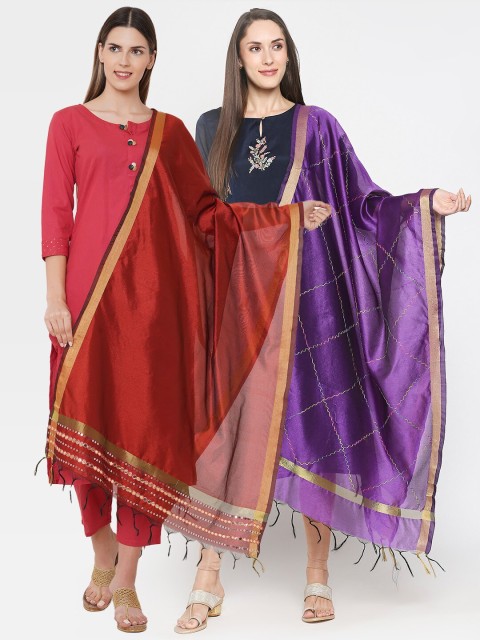 

Get Wrapped Maroon & Purple Set of 2 Dupatta with Zari