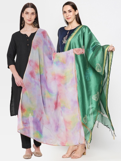 

Get Wrapped Sea Green & Off White Set of 2 Dupatta