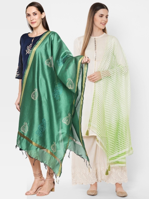 

Get Wrapped Pack of 2 Black & Off White Striped Dupatta with Zari