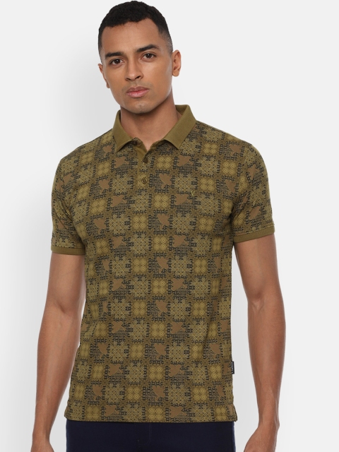 

V Dot Men Khaki Slim Fit Printed Casual Shirt