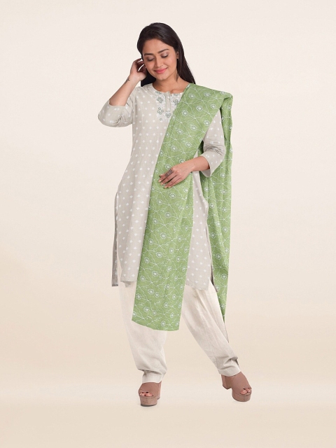 

Pothys Cream & White Printed Unstitched Dress Material