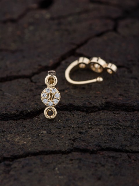 

Alankruthi Set Of 2 Gold-Plated White CZ & AD-Studded Nosepins