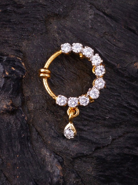 

Alankruthi Gold-Plated & White AD & CZ-Studded Nosepin