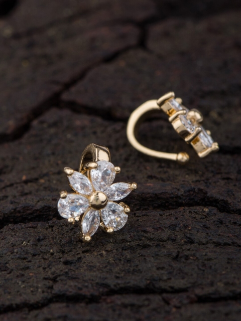 

Alankruthi Set Of 2 Gold-Plated White CZ & AD-Studded Nosepins