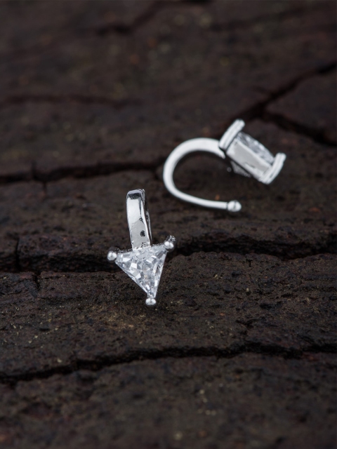 

Alankruthi Silver-Plated White AD & CZ-Studded Nosepins