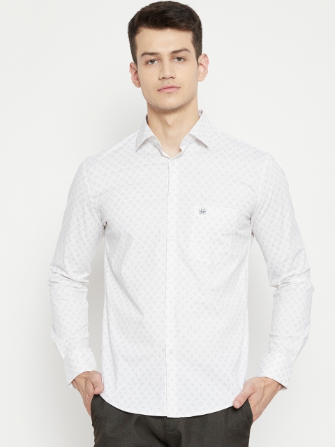 

Crimsoune Club Men White Slim Fit Printed Casual Shirt