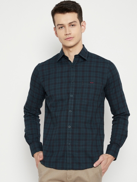 

Crimsoune Club Men Green Slim Fit Tartan Checks Checked Casual Shirt