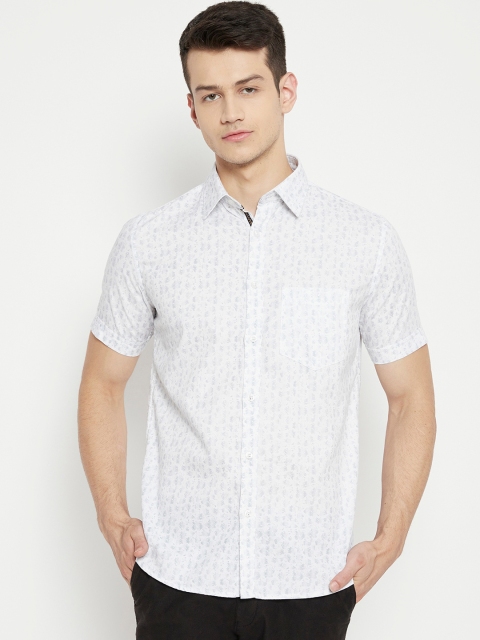 

Crimsoune Club Men White Slim Fit Printed Casual Shirt