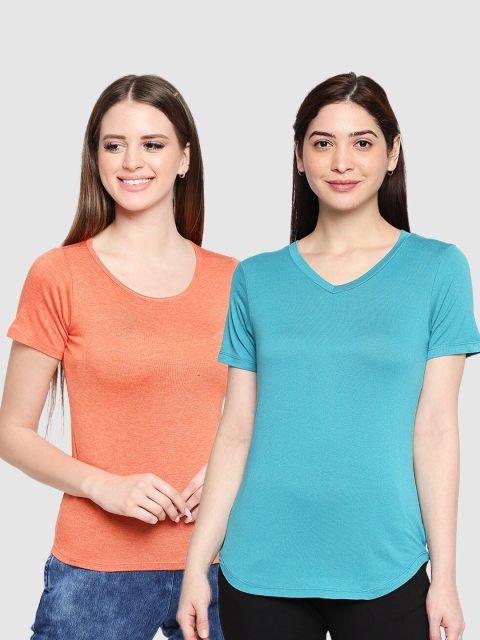 

inocenCia Women Rust & Blue 2 V-Neck T-shirt