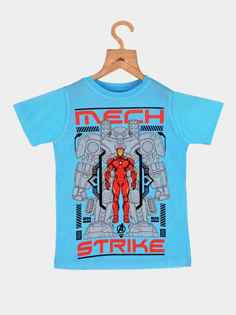 

YK Marvel Boys Blue Avengers Iron Man Printed Cotton T-shirt