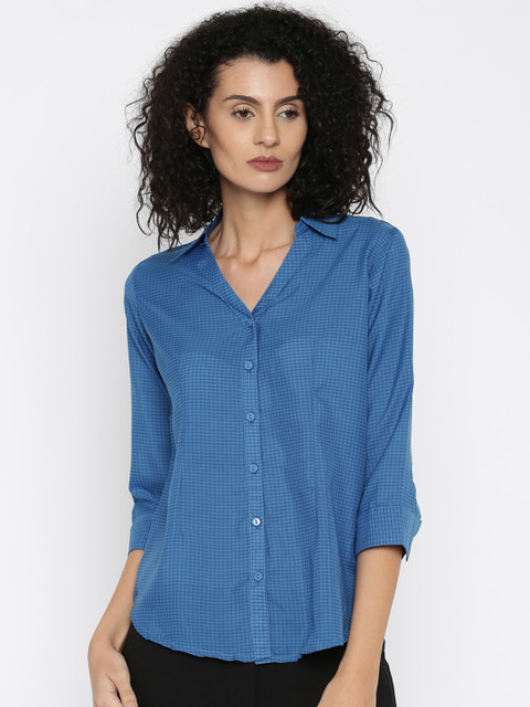 

Style Quotient Women Blue Checked Casual Shirt